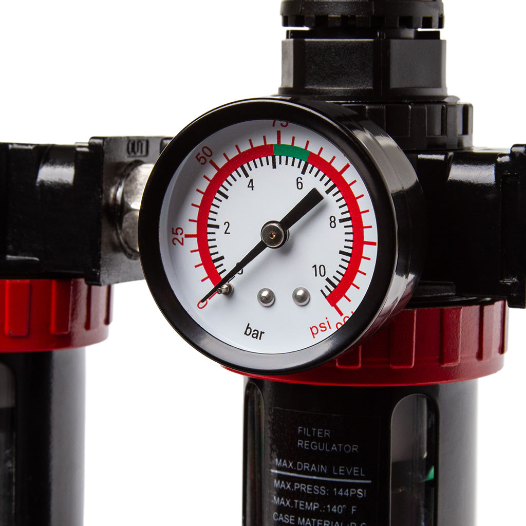 Regulator triplu filtru aer comprimat 1/2” cu manometru – 3 etape