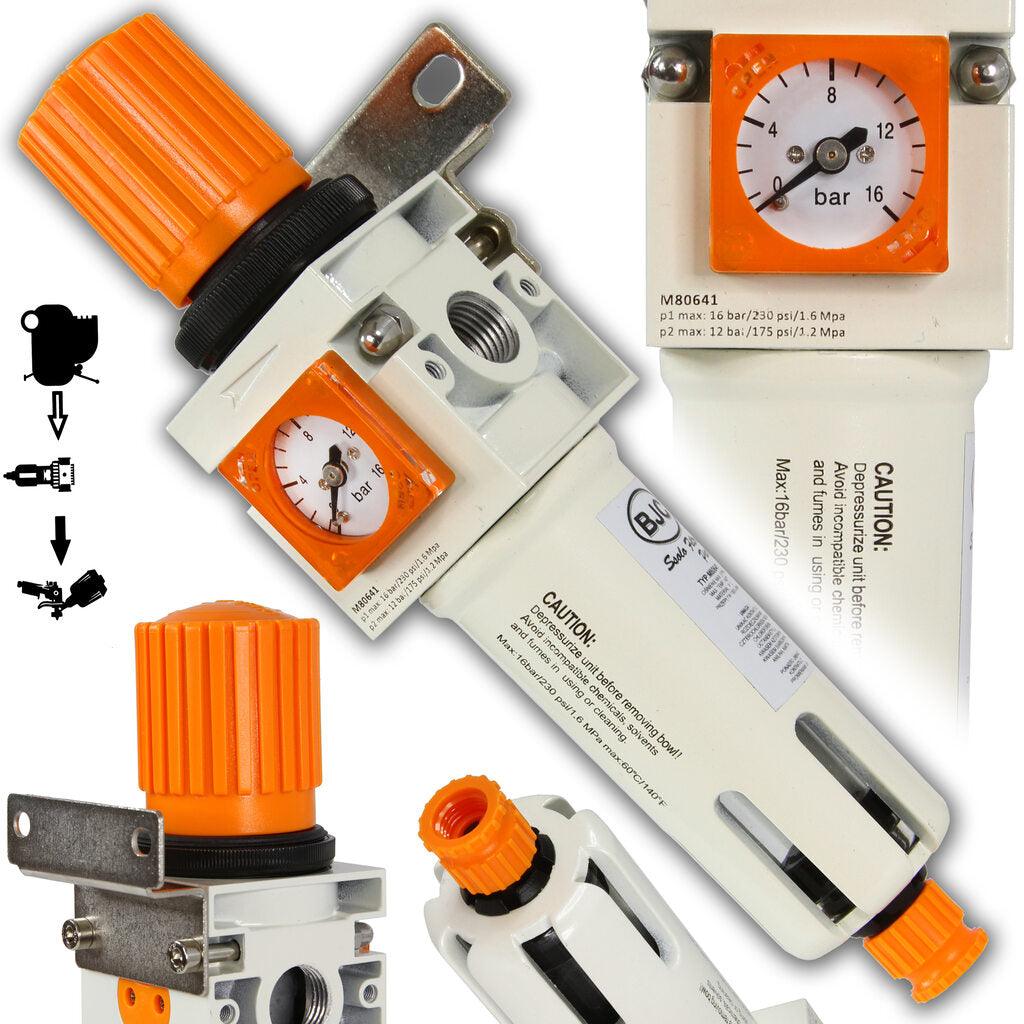 Filtru de aer si impuritati cu regulator de presiune 1/4 15bar Premium - Bjc tools Imagine principală a produsului