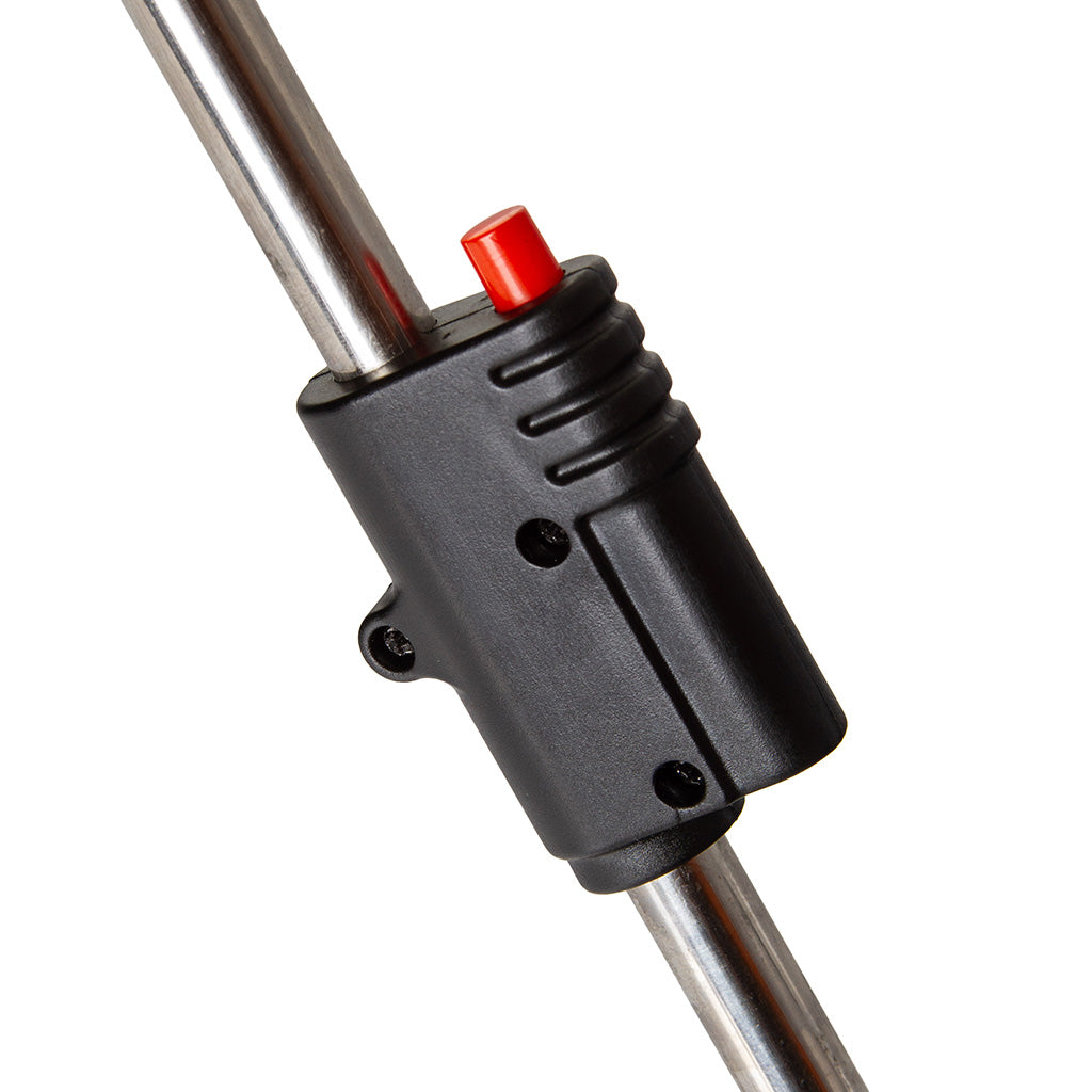 detaliu arzător lung pe gaz cu buton de reglare a debitului de gaz și aprinzător piezoelectric