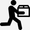 Silhouette of a person carrying a box, representing delivery or shipping services.