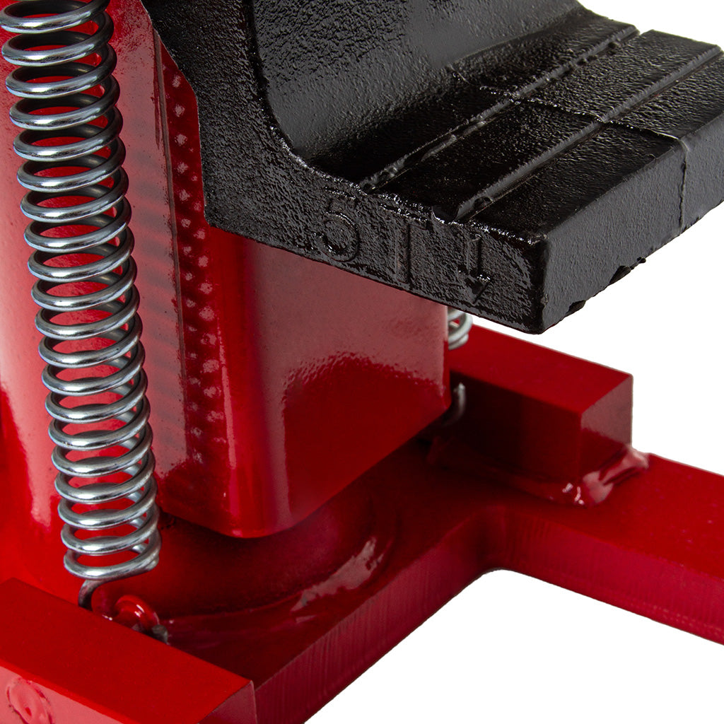 Cric pentru utilaje/ camioane cu talpa joasa | 20 tone, detaliu construcție cu talpă înaltă și arc.