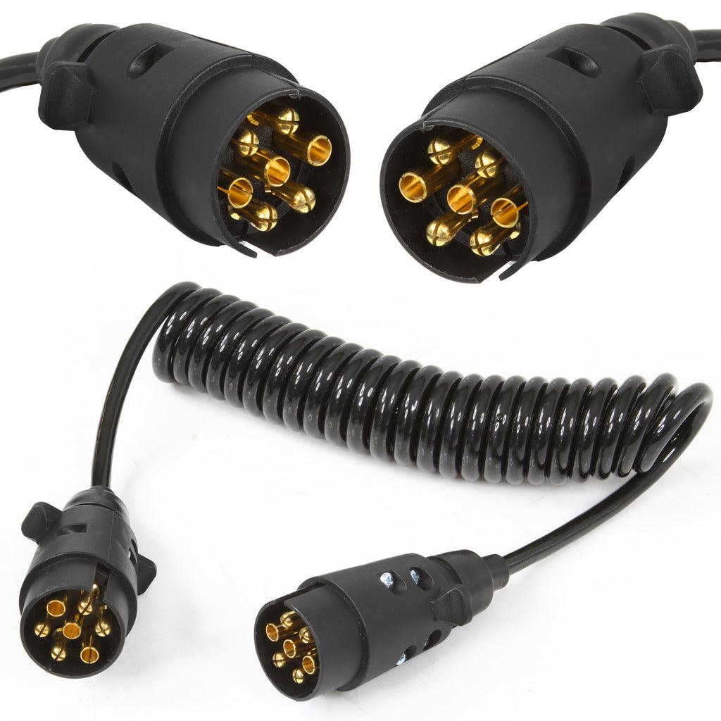 Cablu electric pentru remorca spiralat cu prize 7PIN 12V 3m - Bjc tools Imagine principală a produsului