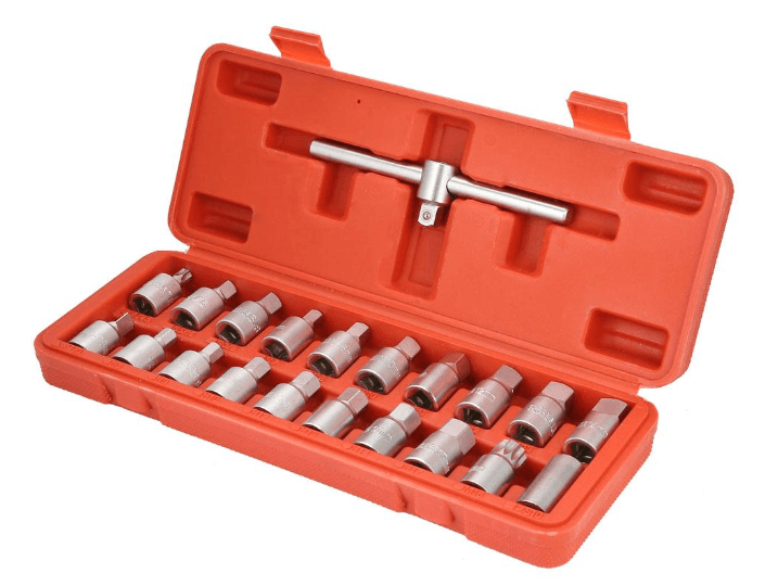 Set chei cu maner T, 21 piese, otel crom-vanadiu, pentru schimb ulei auto - Bjc tools