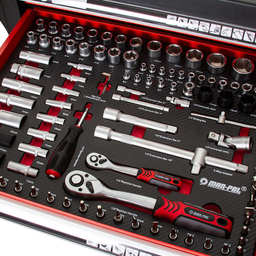 Dulap de service cu 6 sertare echipat cu 183 piese