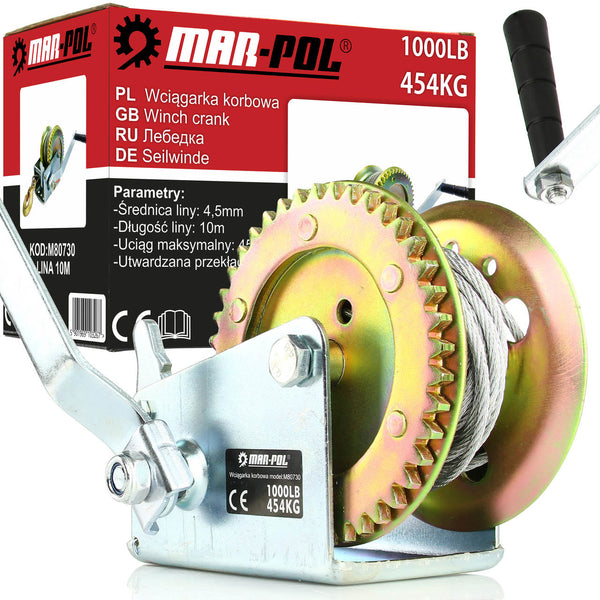 Troliu vinci manual 454 kg 1000 Lbs 450 kg 10 m