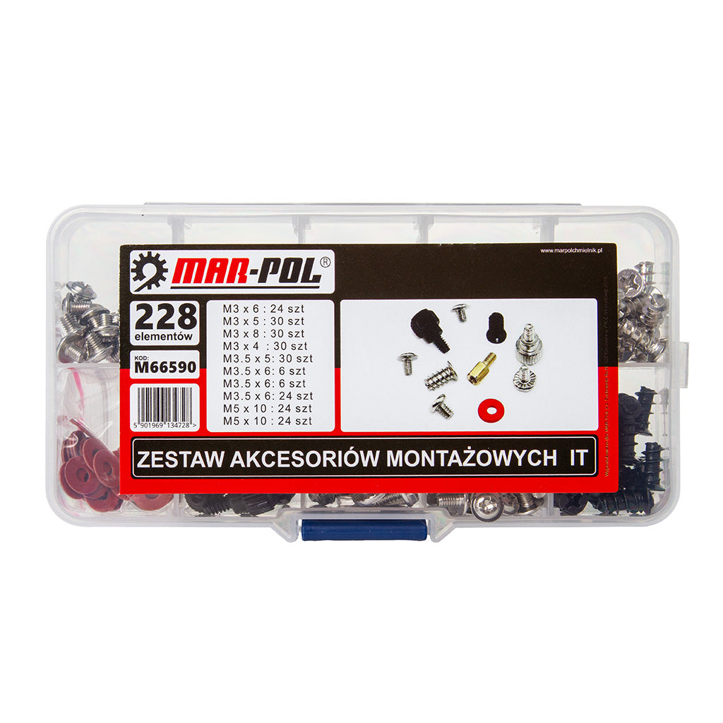 SET ACCESORII MONTAJ  IT/PC/LAPTOP | 228 buc. - kit pentru asamblare computere cu șuruburi și distanțiere