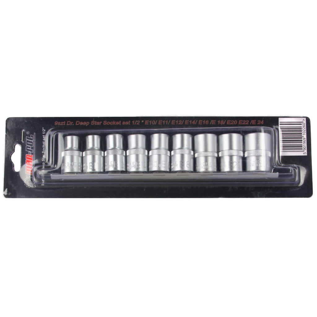 Set chei tubulare Profil E, E10-E24 - 1/2" - 9 piese - Bjc tools