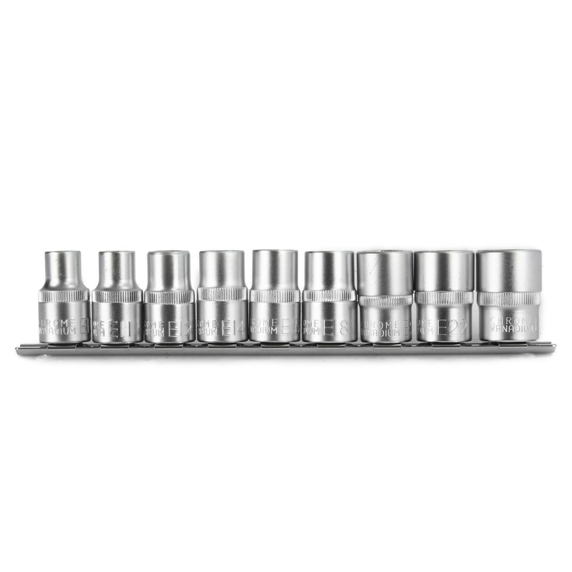 Set chei tubulare Profil E, E10-E24 - 1/2" - 9 piese - Bjc tools