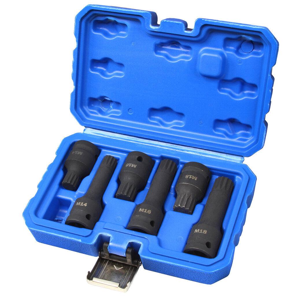 Trusa cu biti Spline de impact M14-M16-M18 antrenare 1/2"6 piese - Bjc tools