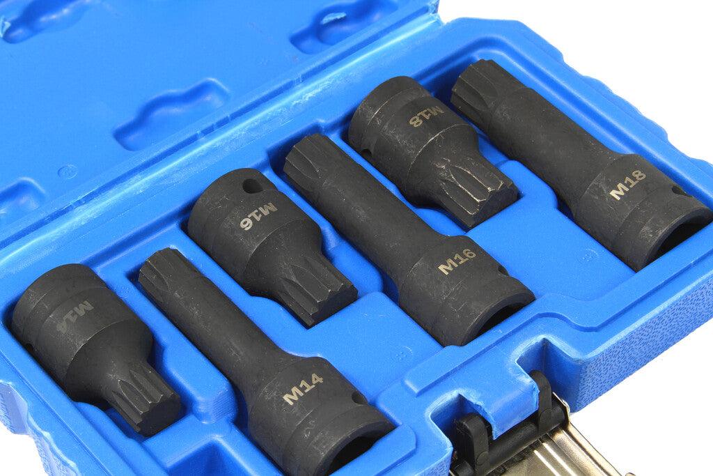 Trusa cu biti 12 laturi Spline de impact M14-M16-M18 antrenare 1/2" 6 piese Imagine secundară a produsului