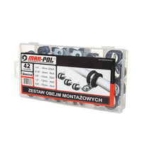 SET CLEME DE MONTAJ TEVI CU PROTECTIE CAUCIUC | 42 buc. Bride tevi, kit montaj cu cleme, accesorii pentru țevi.