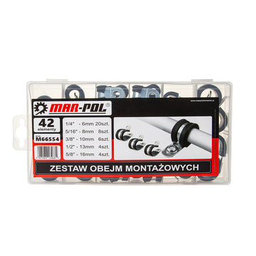 Set cleme montaj tevi cu protectie cauciuc 42 buc.